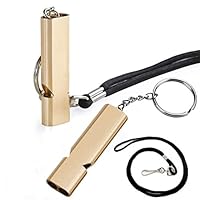 Hbitsae 2 Pack Emergency Whistles High Pitch Double Tubes Outdoor Survival Lifeguard Outdoor Camping Hiking Boating Hunting Sports Dog Training Shoreline Emergency Whistle (Gold)