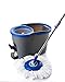 Simpli-Magic 79461 Commercial Grade Stainless Steel Spin Mop System with Replacement Microfiber Mop Head – Walkable with Wheels