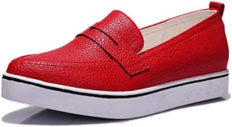 Women Flat Platform Casual Shoes Spring Autumn Slip on Pointed Toe Soft Leather Ladies Low Heeled Loafers