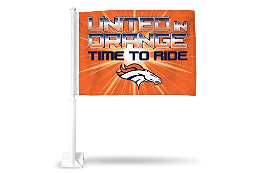 Denver Broncos Time to Ride Car Flag Orange Two Sided