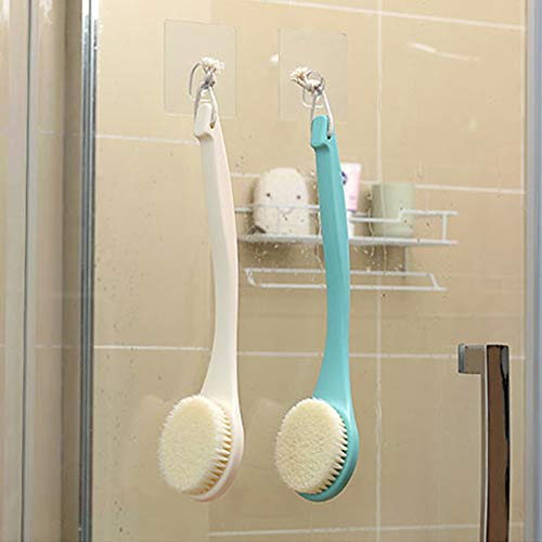 Bath Back Brush Soft Long Handle for Women, Back Shower Brush Scrubber Washer Bathing Scrubbing Exfoliating Body Brush Curved Handle Exfoliator for Dry Skin Cleaning Not Slip with Lanyard (Blue) - Thumbnail 6