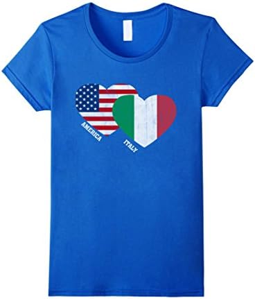 Women's Italy Flag T-Shirt Italian American Flag Gift Shirt Large Royal Blue