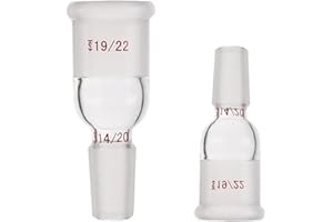 QUAFOOLAB Glass Reducing Connecting Adapter, Borosilicate Glass from 19/22 Outer to 14/20 Inner Joint Connecting Adapter for Laboratory Lab Supply