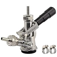 Jansamn SNKY-D HCx2 Type Kegerator, Sankey D Tap With Stainless Steel Probe, Keg Coupler D System With Black Handle & Hose Clamp, D Style