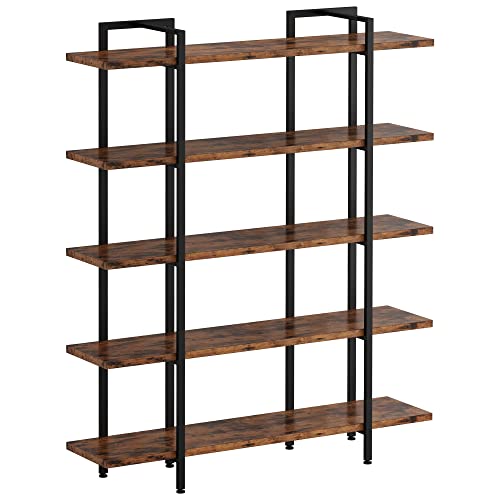 IRONCK Industrial Bookshelf and Bookcase 5 Tiers Large Open Etagere
