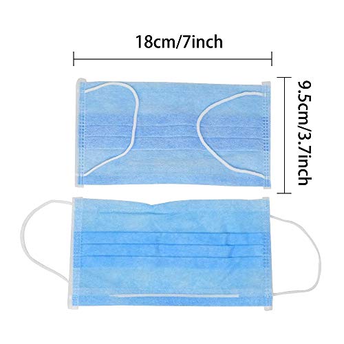 Professional Medical Disposable Earloop Face Masks for Dust, Germ Protection and Personal Health (100 Masks, Blue)