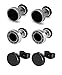 EVELICAL 3 Pair Stainless Steel Stud Earrings for Men Women Ear Piercing Tunnel Punk Style 6-8MM