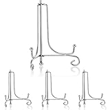 Tatuo 4 Packs Iron Display Stand, Iron Easel Plate Display, Photo Holder Stand for Home Decoration (Silver, 6 Inch)