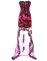 Sarahbridal Women's Tulle Hi-Low Beading Prom