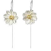 Trendy Designer Flower Dangle Earrings in 925 Sterling Silver Women Fine Handmade Jewelry - PremiumPearl