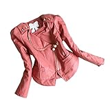Girls Rivets and Ruffle Chiffon Faux Leather Motor Jacket