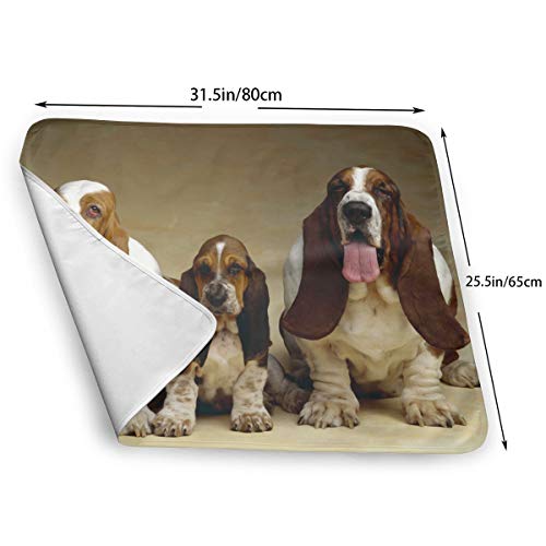 V5DGFJH.B Baby Portable Diaper Changing Pad Basset Hound Three Dogs Urinary Pad Baby Changing Mat 31.5" x25.5''