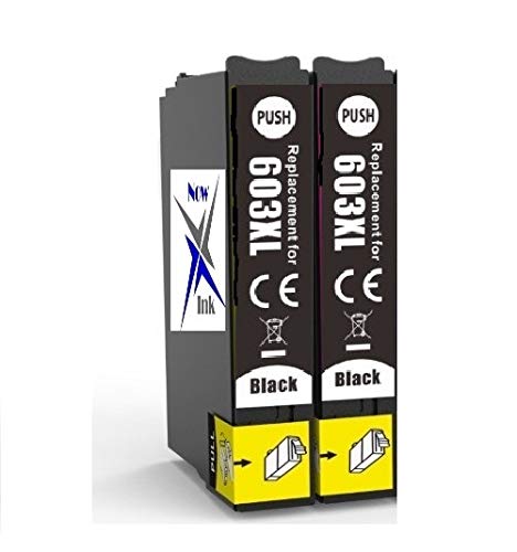 Now Ink's Starfish 603XL Cartridges Replacement Ink for 603 XL. Compatible with Epson 603XL WF-2830 WF-2830DWF WF2830 WF2850 WF2835 XP-3100 XP-2100 XP-2105 XP-3105 XP-4100 XP-2105 XP-4105 (2X BLACK)