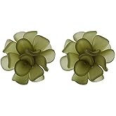 Flower Acrylic Stud Earrings for Women Rose Flower Cute Earring Green White Flower Earrings