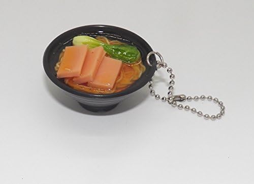 2" Cute Udon Ramen Noodle Soup Bowl Charm Key Chain ~Bok Choy and Ham ~ #8