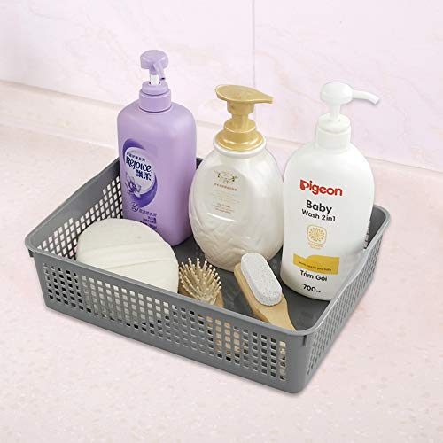 Morcte Plastic Paper Storage Baskets File Organization Trays, Set of 6 (Gray, White)