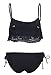BAWDY Women's Sexy Mesh Ruffled Crop Bikini Swimsuit Bathing Suit, Black, M