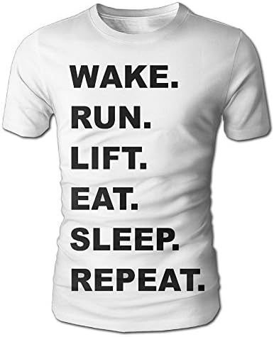 Are One Men's T-shirt 3D Digital Full Printed Wake Run Lift Eat Sleep Repeat Design Casual Short Sleeves