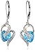 Amazon Essentials 10k White Gold Gemstone and Diamond Accent Heart Drop Earrings, (previously Amazon Collection)