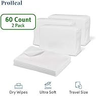 Disposable Dry Wipes for Baby and Adults, 60 Count (2 Pack) - Ultra Soft Cotton Tissue Washcloths - 7
