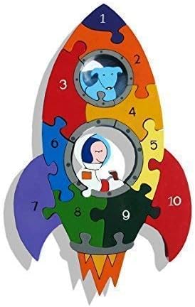 Rocket 1-10 Number Jigsaw Puzzle - Chunky, Bright & Educational - 29x17.5cms