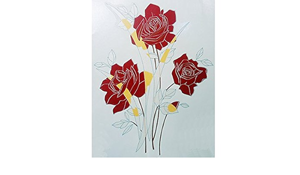 Amazon Com 1674 Art Deco Red Roses Silver Leaves Waterslide Ceramic Decals By The Sheet 9 2 Pcs