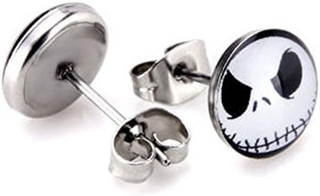 One Pair of New Small Hypoallergenic Skeleton 316L Surgical Stainless Steel Small (10 mm) Stud Earrings Skull