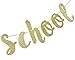 Back to School Gold Glitter Banner for First Day of School Teacher Banner Classroom Decor Decoration Home Schoolyard Party Supplies Cursive Bunting Photo Booth Props Sign