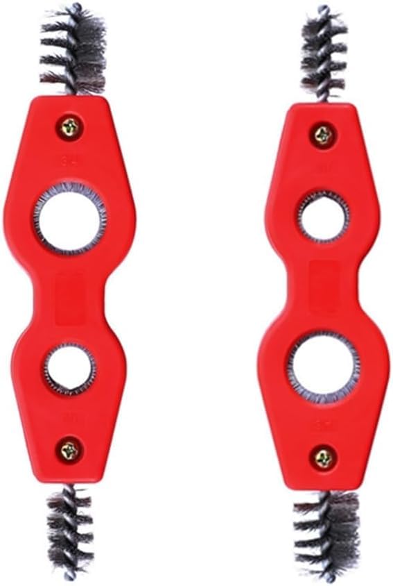 2Pcs Red Copper Pipe Cleaners 4 In 1 Pipe Deburring Brushes Tubing Pipe Deburring Brushes for PVC PPR Copper Brass Aluminum Pipes, Hand Tools
