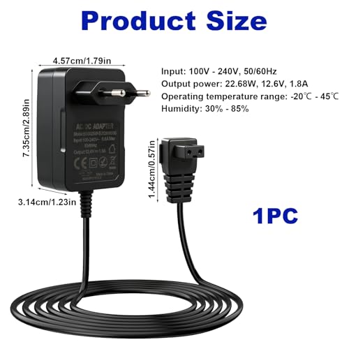 Charger 12.6V 1.8A for Aiper Seagull 600 SE 1000 1500 P1111 Pilot H1, Power Adapter Compatible with Seagull SE Poolroboter, Pool Cleaner Charger 2 Metres Cable