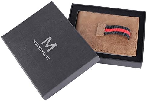 MoreBeauty RFID Blocking Bifold Slim Genuine Leather Thin Minimalist Front Pocket Wallets for Men Money Clip Full Grain Leather Camel