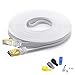 Cat 7 Shielded Ethernet Patch Cable 50 ft White (Highest Speed Cable) Cat7 Flat Internet Network Cable with Snagless RJ45 Connector for Modem, Router, LAN, Computer + Free Cable Clips and Straps primary