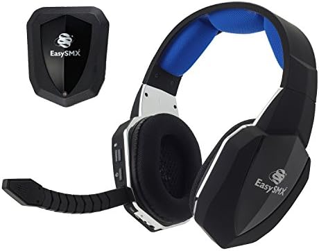 EasySMX Wireless Gaming Headset 2.4G Optical for Xbox One PS4 PS3 Xbox 360 PC Laptop Tablets and TV Chat Skype MAC Detachable Mic (A Microsoft Adapter is Needed When Used to Xbox) Black and Blue