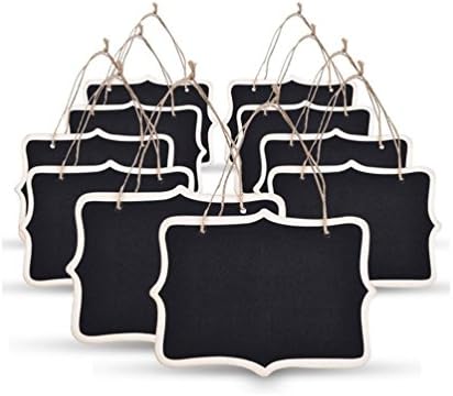 ColorMixs12 Pieces Mini Rectangle Double Sided Chalkboard Hanging Message Board for Ads Label Signs Weddings