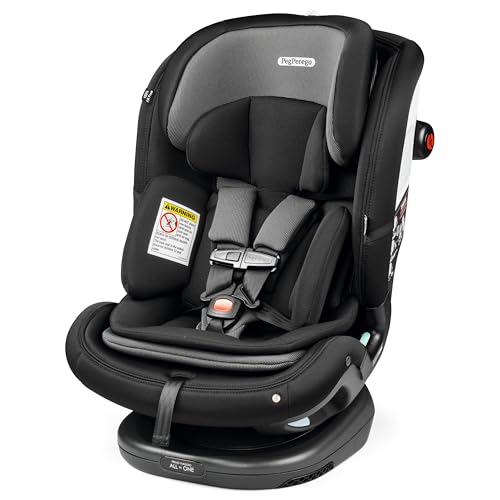 Peg Perego Primo Viaggio All-in-One Convertible Car Seat – Newborn to 10+ Years – 5-120 lbs – Height Adjustable & Slim, 100% FR-Free, Made in Italy, Crystal Black (Black)