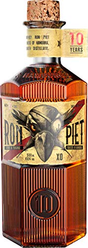 RON PIET RUM | 10 Jahre alter Rum aus Panama mit feinstem Rohrzucker | Single Barrel Rum aus Bourbon-Fässern | In Sechskant-Flasche | 1 x 0.5 l
