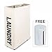 ZERO JET LAG Slim Tall Collapsible Laundry Hamper Foldable Washing Laundry Basket and Laundry Bag with Wheels Clothes Store and Organizer 15.4”×7.8”×22” (Beige)
