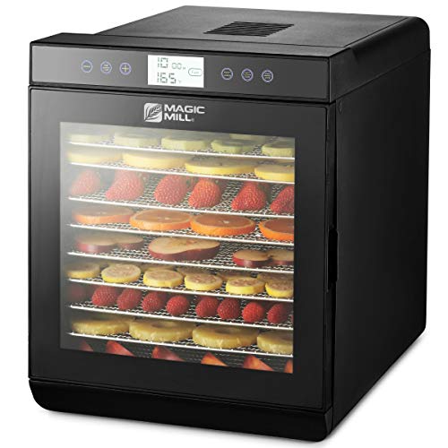 Magic Mill Food Dehydrator Machine - Digital Adjustable Timer | Temperature Control | Keep Warm Function | Dryer for Jerky, Herb, Meat, Beef, Fruit and To Dry Vegetables | 10 Stainless Steel trays