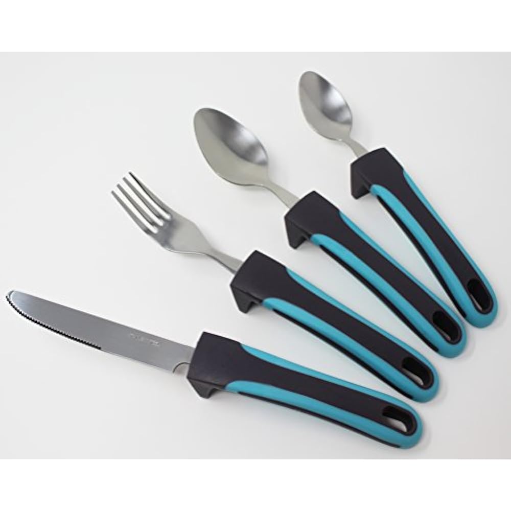 Adaptive Utensils Weighted (4Piece Set) Non Slip Wide Handles For