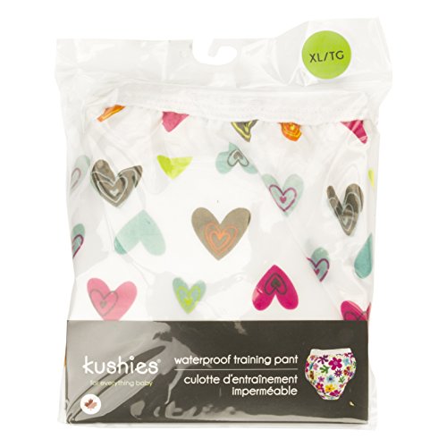 Kushies Baby Waterproof Training Pant (22-29 Pounds), White Doodle Hearts, Small