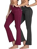 Neleus Women's Tummy Control High Waist Yoga Pants Bootleg Flare Pants