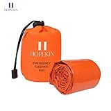 HOPEKIN Compact Emergency Survival Sleeping Bag | Survival Bivy Sack with Portable Drawstring Bag | 100% Waterproof Ultralight Thermal Emergency Blanket for Body-Heat Reflection