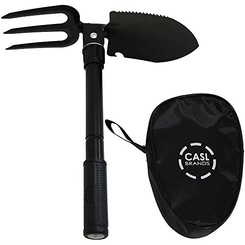 CASL Brands Steel Portable Camping Shovel with Rake and Carrying Case - Thumbnail 5
