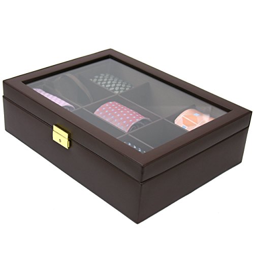 Tech Swiss TS6411BRN Tie Box Leather Brown Organizer - Thumbnail 3