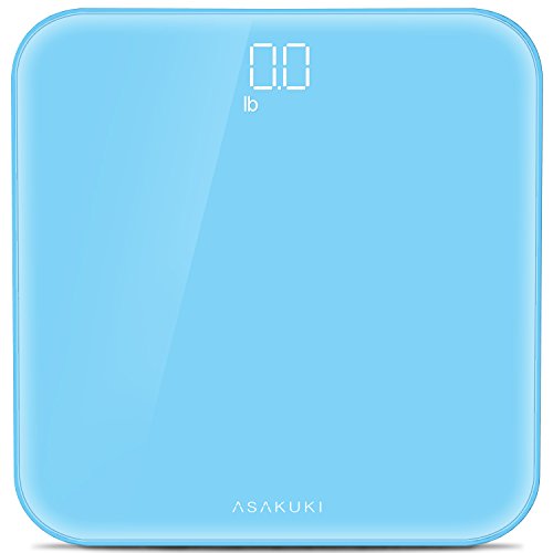 Accuracy Digital Body Weight Bathroom Scale By ASAKUKI, Ultra-Thin With Anti-Slip Pads, Seamless, Tempered Glass, Highly Precision Readings and LED Display for Home, Gyms, and Weight Watchers