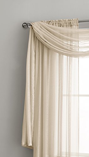 Jane - Rod Pocket Semi-Sheer Curtains - 2 Pieces - Total size 108" W x 84" L - Natural Light Flow Material Durable - for Bedroom - Living Room - Kid's Room And Kitchen (Beige)