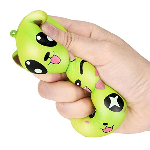 KESEELY Squishy Toy Kawaii Squishies Animal Toys Cute Cat Scented Slow Rising Squeeze Stress Reliever Toy (Green)