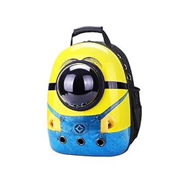 Emily Pets Portable Carrier Lightweight Waterproof Space Capsule Traveler Knapsack with Multiple Air Vents for Cat, Small Dogs (Yellow and Blue)