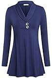 Ouncuty Tunic Shirts for Women to Wear with Leggings, Slouchy Loose Tee Blue 2XL