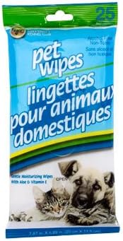 WIPES FOR ALL PETS, 25 COUNT,TRAVEL PACK, ALOE & VIT E, ALCOHOL FREE, NON-TOXIC by Kennel Club by Greenbrier